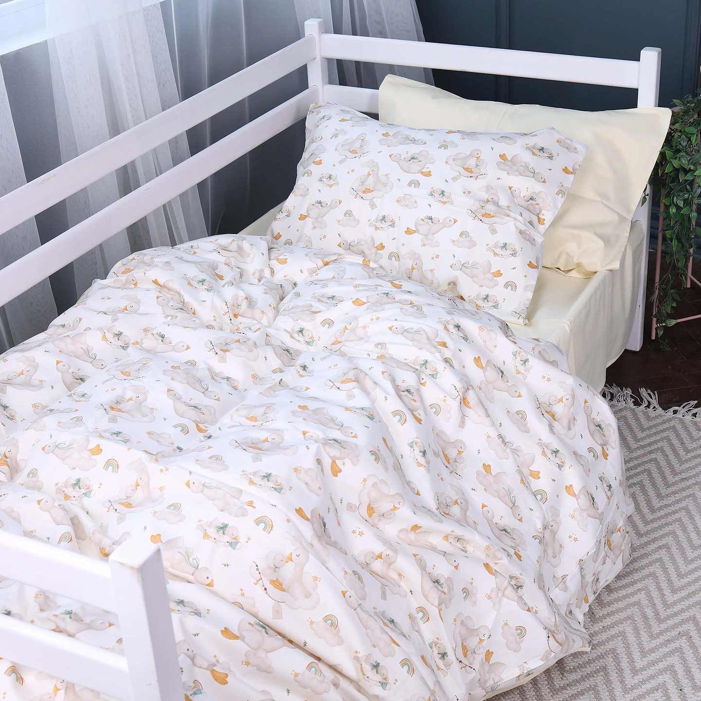 Комплект постельного белья детский MirSon Сатин Kids Time 22-1419 Sleepy ducklings 110х140 (2200011186474)